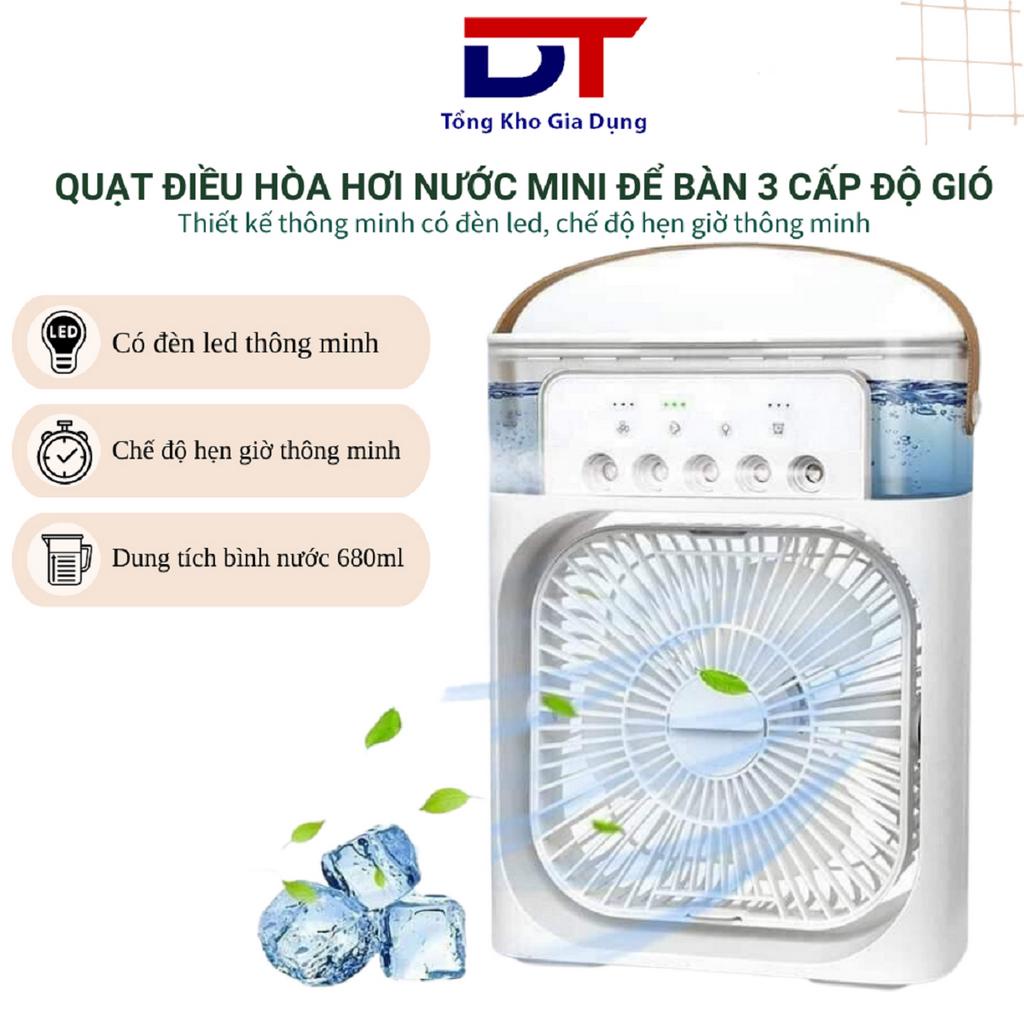 Quạt Điều Hòa Phun Sương Hơi Nước Mini 3 Chế Độ Tích Hợp Led, Chế Độ Hẹn Giờ Sử Dụng Cổng Sạc USB Bảo hành 6 tháng