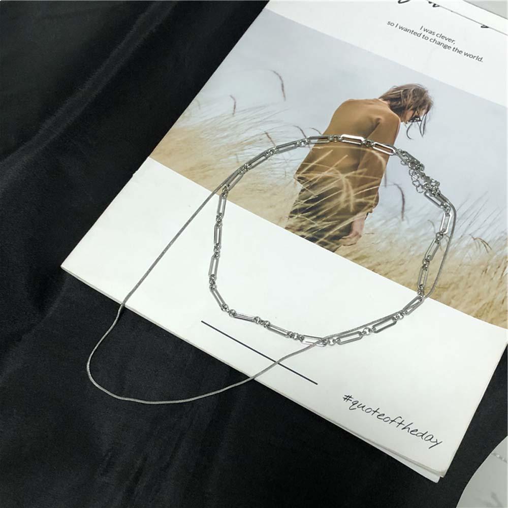 Vòng Cổ Choker Bằng Thép Không Gỉ Hai Lớp Thời Trang Cho Nam Nữ