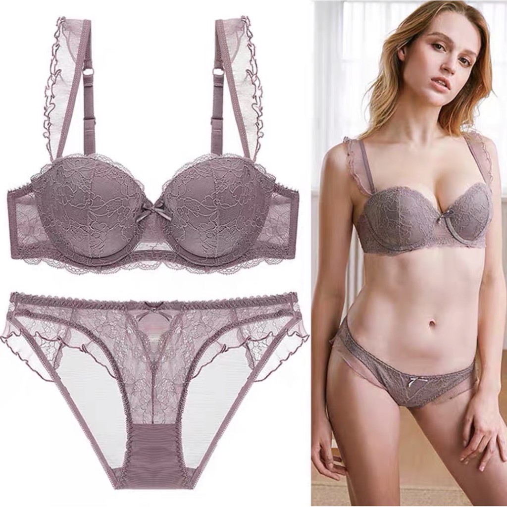 Bộ Đồ Lót Ren Mềm Sexy Có Gọng Đệm Mỏng Quai Bèo Siêu Xinh Gu Bra - B01 | BigBuy360 - bigbuy360.vn