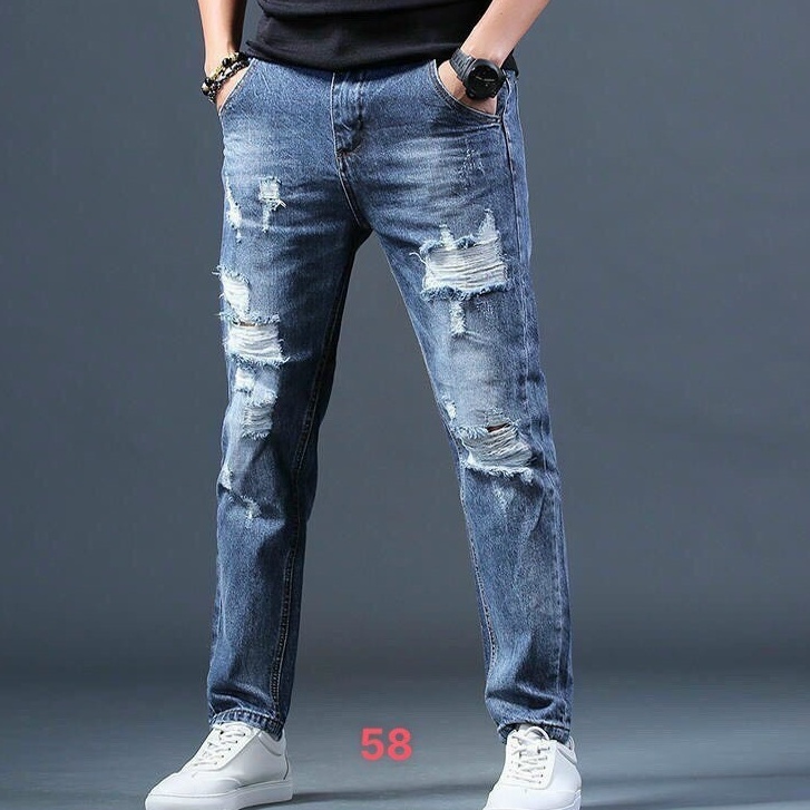 Quần jean nam trơn rách xước thời trang, chất bò dày dặn co giãn, phong cách bụi đẹp, siêu Hot (có 4 màu)