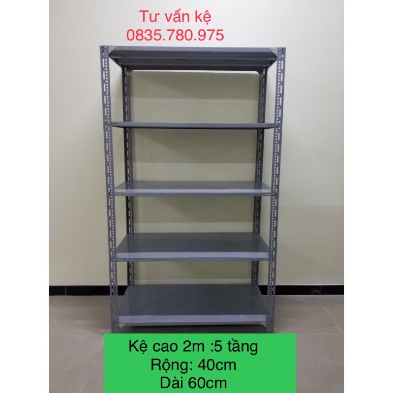 kệ sắt 5 tầng cao 2m tầng 40-60cm Sơn tĩnh điện đa năng v lỗ đựng đồ gia đình , tài liệu