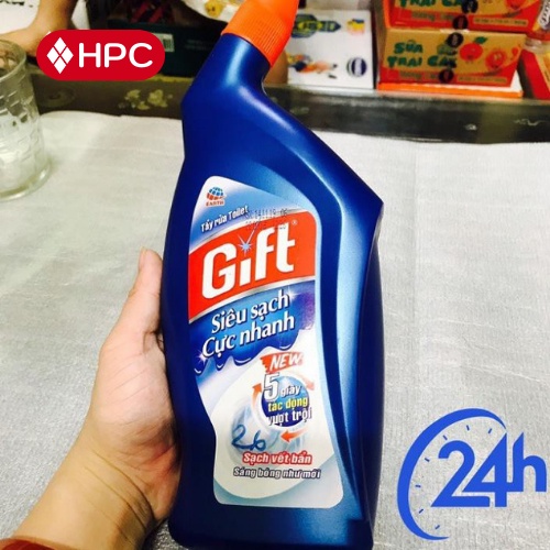 Nước Rửa Bồn Cầu&amp;Tẩy Nhà Tắm Gift 600mL, Đậm Đặc, 5 Tác Động Vượt Trội, Sạch Vi Khuẩn,Hương Thơm Nhẹ  - HOÀNG PHÁT STORE