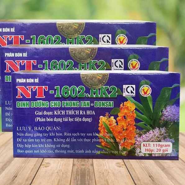 Phân bón tan chậm 1602-HK1-HK2-HK3 , dạng túi lọc, cung cấp dinh dưỡng cho phong lan, hoa kiểng