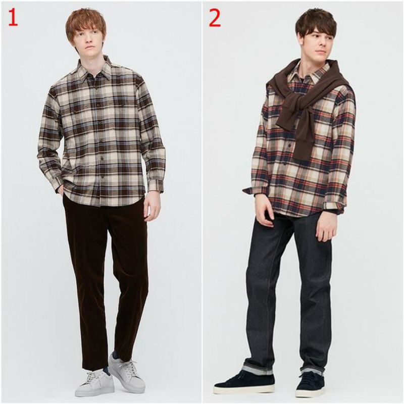 Sơ Mi Nam Uni Flannel Checked Long Sleeve Shirt Nhiều Mẫu ,Màu