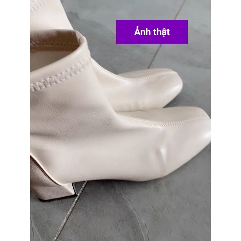 Boots, Bốt da mũi vuông cao gót, cổ ngắn kèm ảnh thật | BigBuy360 - bigbuy360.vn