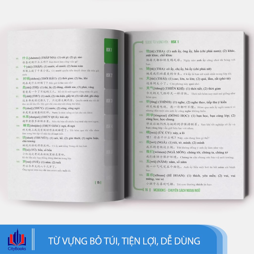 Sách - 5000 từ vựng tiếng Trung bỏ túi - Bí kíp chinh phục từ vựng kỳ thi HSK 1- 6 (Tặng Bookmark)