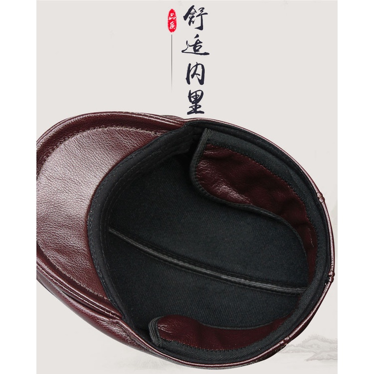 Nón Beret Da Giữ Ấm Tai 2lCR Cho Đàn Ông Trung Niên