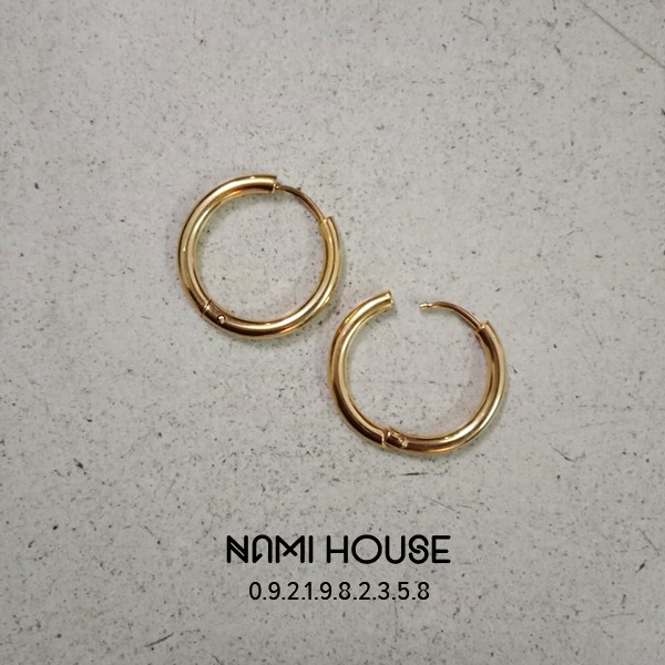 2 Chiếc Bông tai nữ khoen tròn màu vàng dễ thương nhiều size khuyên tai nữ style hàn quốc - namimi house