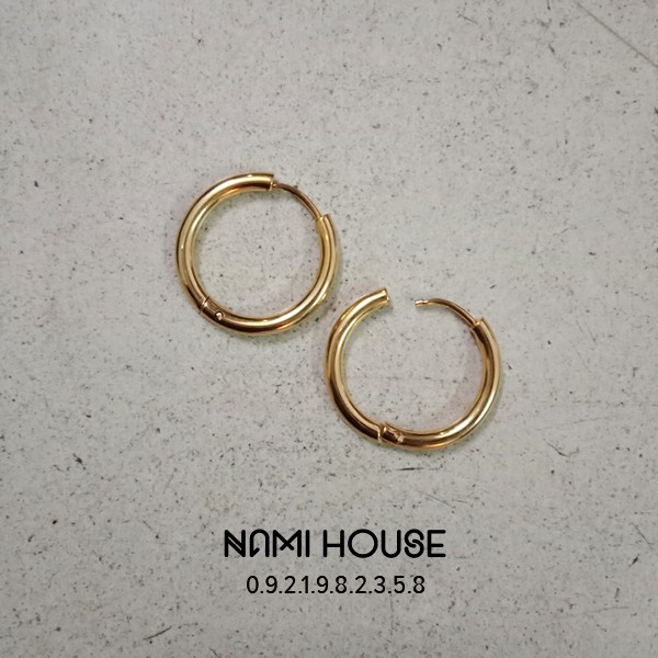 Bông tai unisex khoen tròn màu vàng nhiều size khuyên tai hot trend style hàn quốc phụ kiện kpop - namimi house