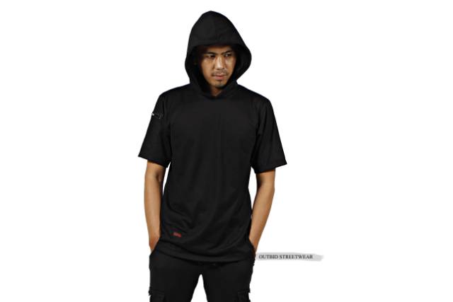 Longline Áo Khoác Hoodie Có Dây Kéo, Túi, Màu Đen