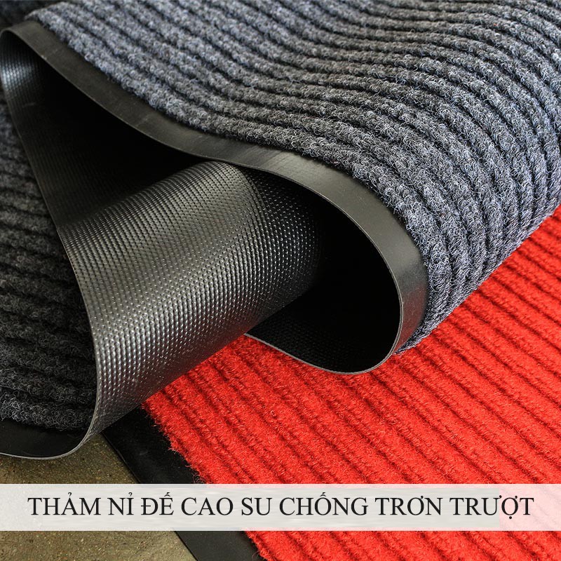 Thảm chùi chân nỉ đế cao su, kích thước 0.8x1.2m