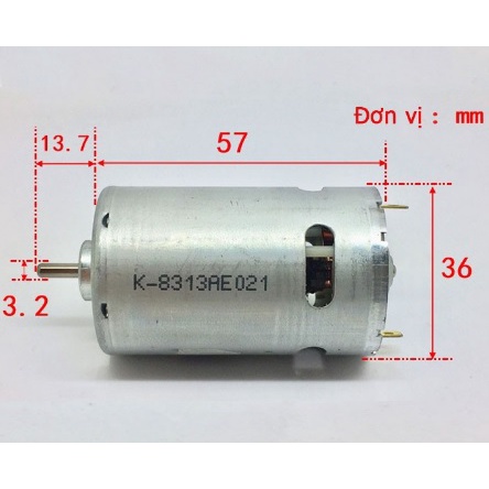 Động cơ 550 12V cực mạch chế khoan pin, máy cắt, máy mài