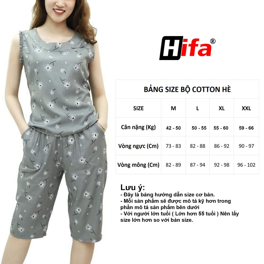 Đồ bộ quần lửng áo sát nách. Set bộ nữ chất đũi thái. HIFA Shop Hoàng Hiền MS:1009