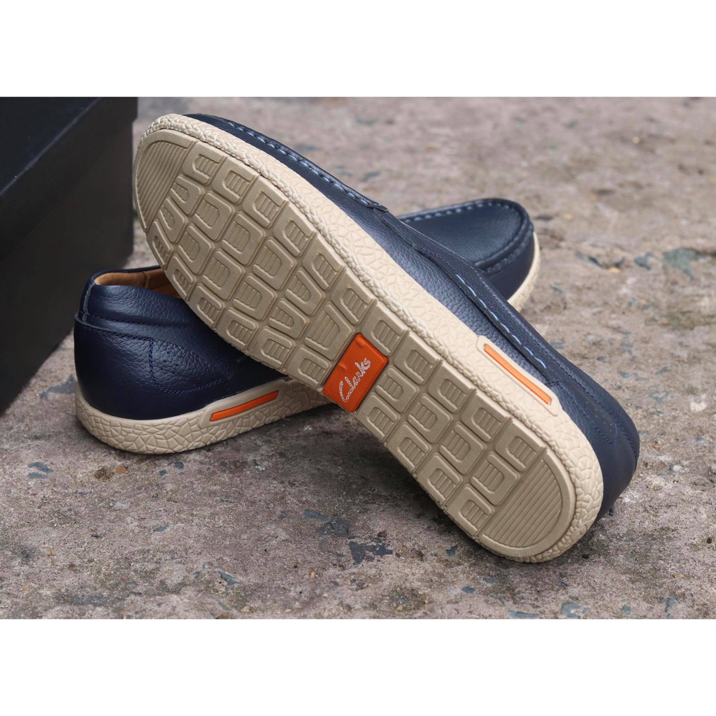 Giày lười Thái Lan nam, Da bò mềm màu xanh Navy GCL06