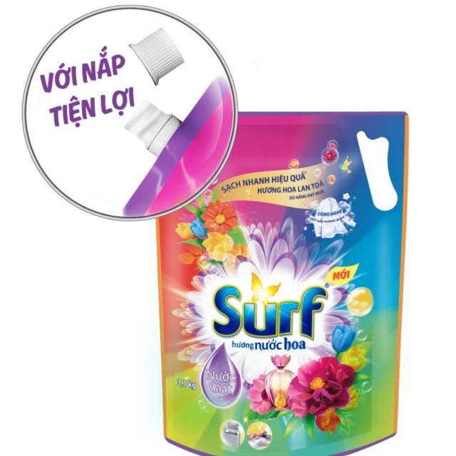 Túi Nước Giặt Surf Hương Nước hoa 3.1kg