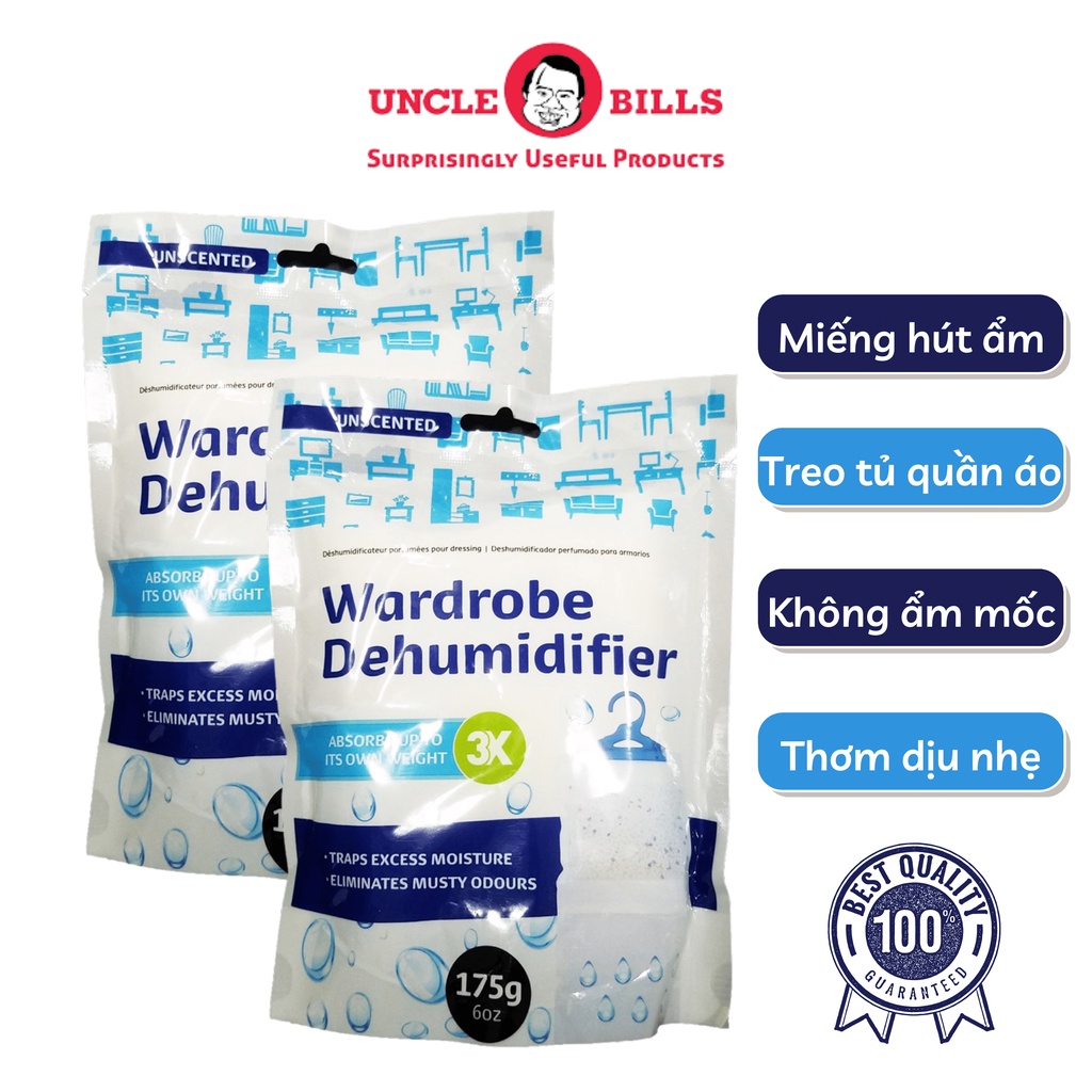 Miếng hút ẩm treo tủ quần áo Uncle Bills BA1184 có móc treo tiện lợi, hút ẩm, chống ẩm mốc cho tủ quần áo