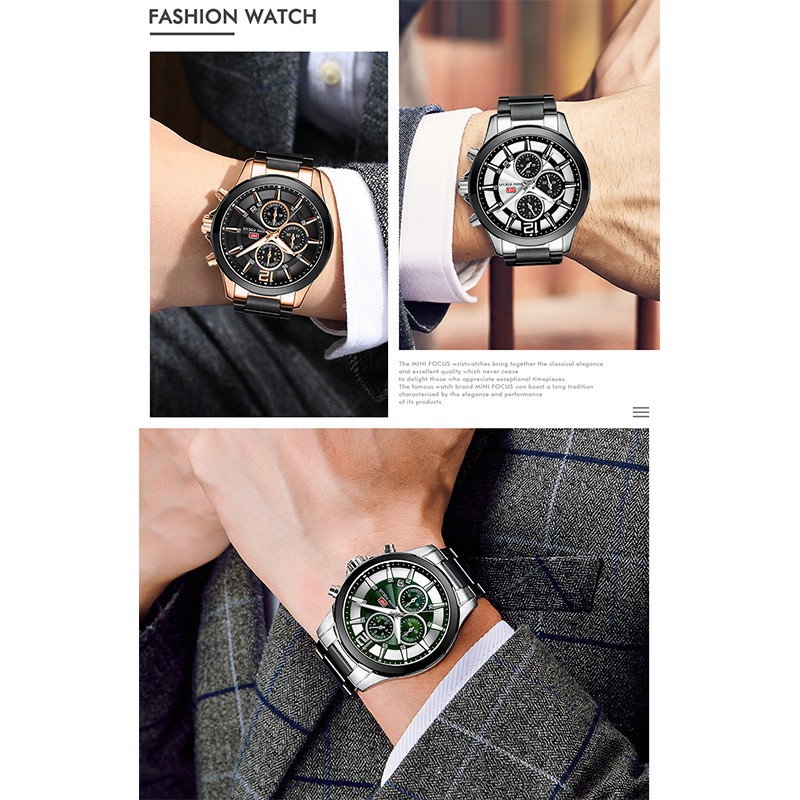 Mini FOCUS Đồng Hồ Đeo Tay Bằng Thép Không Gỉ Chống Thấm Nước Đa Năng Dành Cho Nam