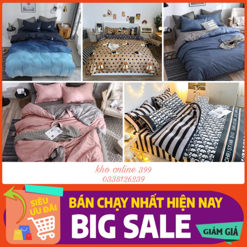 [RẺ VÔ ĐỊCH] set chăn ga gối cotton poly Hàn Quốc 4 món 1m6x2m, 1m8x2m, 2mx2m2, chăn ga gối nệm, ga trải giường, vỏ gối