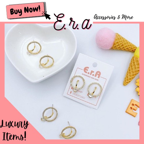Bông Tai Nữ Bạc 925 ERASHOP 075336 - Mặt Tròn Viền Đá Sang Chảnh (mẫu 2), Phù Hợp Đi Tiệc, Đi Chơi, Siêu Rẻ Đẹp