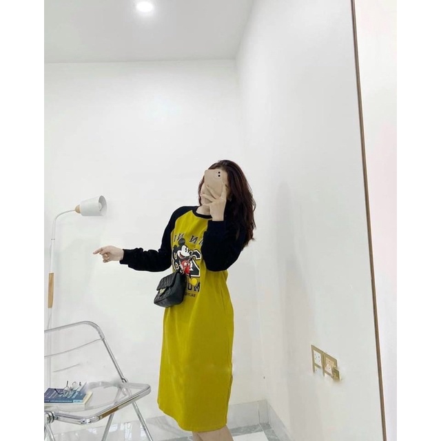 Đầm Len Nhung Dáng Suông Dài Thu Đông Siêu Xinh