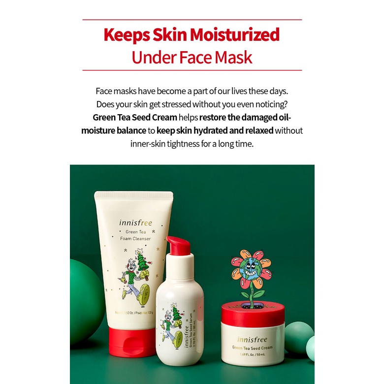 Set 3sp Green Tea Seed Skin Care Set / Bộ sản phẩm chăm da ẩm mượt chuyên sâu mầm trà xanh