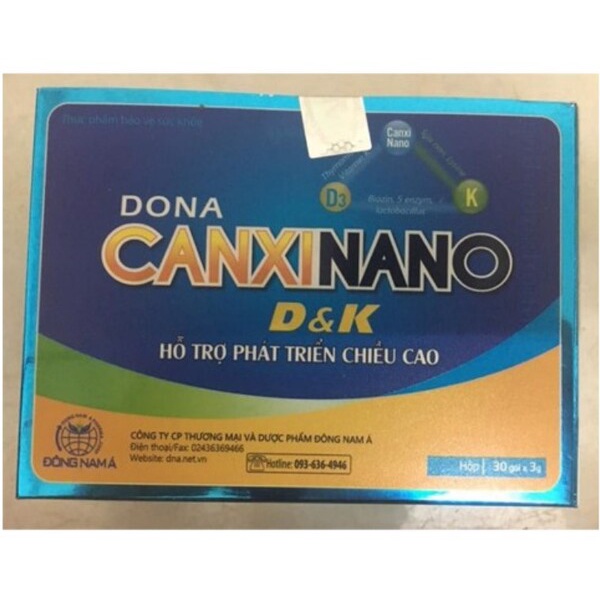 [Nhà thuốc 9523]- gói Bổ Sung canxi - Dona Canxi Nano D&amp;K Hỗ Trợ Tăng Chiều Cao -Hộp 30 Gói