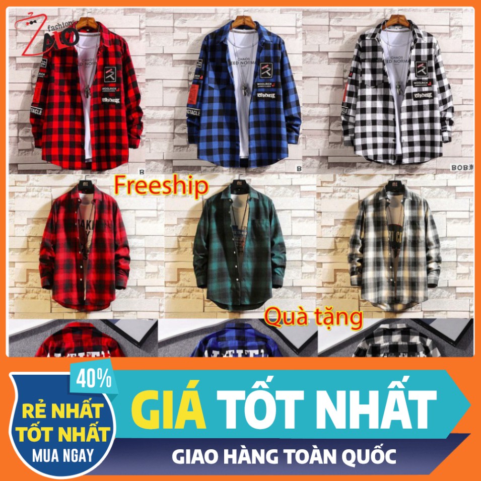 (HÌNH THẬT) (XẢ KHO MÙA DỊCH) Áo Khoác Sơ Mi Caro Flannel Nhiều Màu Unisex