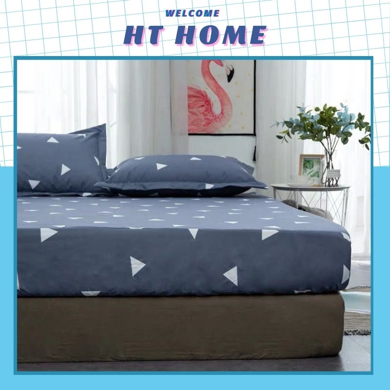 Ga giường ga trải giường cotton HT Home tam giác ghi miễn phí bo chun cho drap giường ( chưa kèm vỏ gối ) | BigBuy360 - bigbuy360.vn