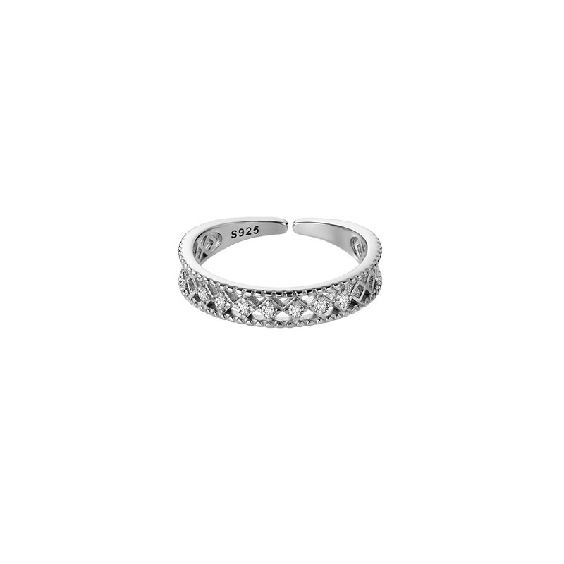 Nhẫn bạc nữ đeo ngón trỏ bạc Ý 925 đính một hàng đá phong cách cổ điển cá tính DUYSON SILVER  [NFXK13]