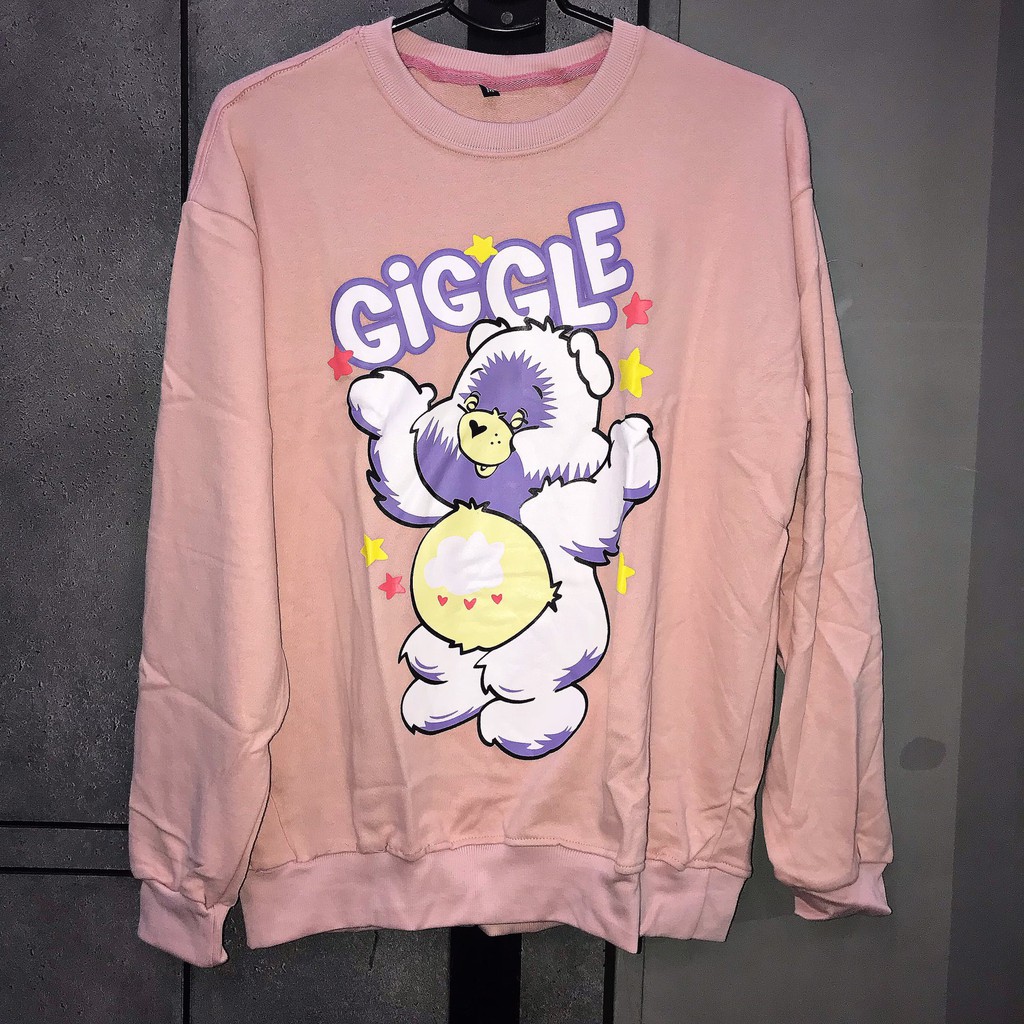 [SALE 70%] Áo Tay Dài Màu Hồng In Hình Gấu Giggle | BigBuy360 - bigbuy360.vn