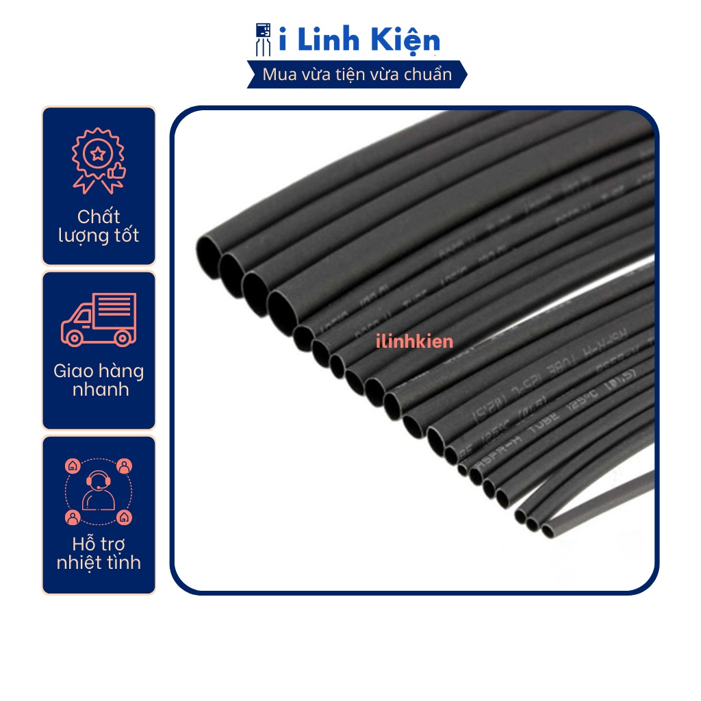 Gen co nhiệt , ống cách điện màu đen phi bọc pin 12mm-50mm.