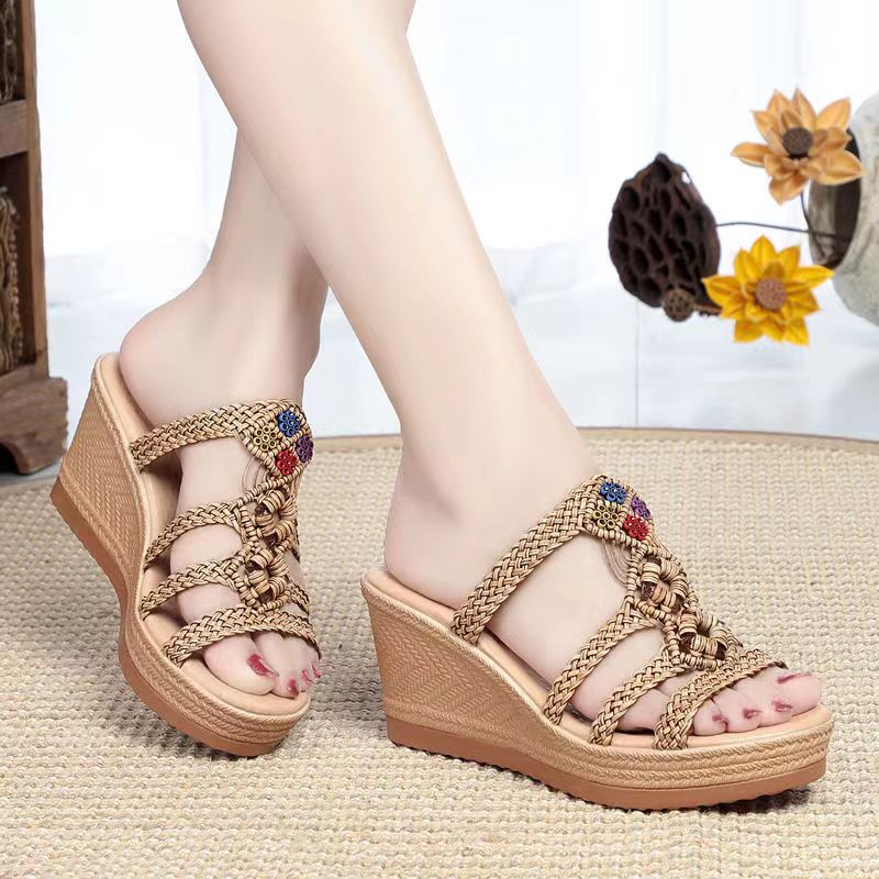 ✨giày sandal đế xuồng dép Giày Sandal Cao Gót Đế Dày  Cách  Thời Trang Đi Biển Hàng Mới Dành Cho Bạn Nữ 6.5CM