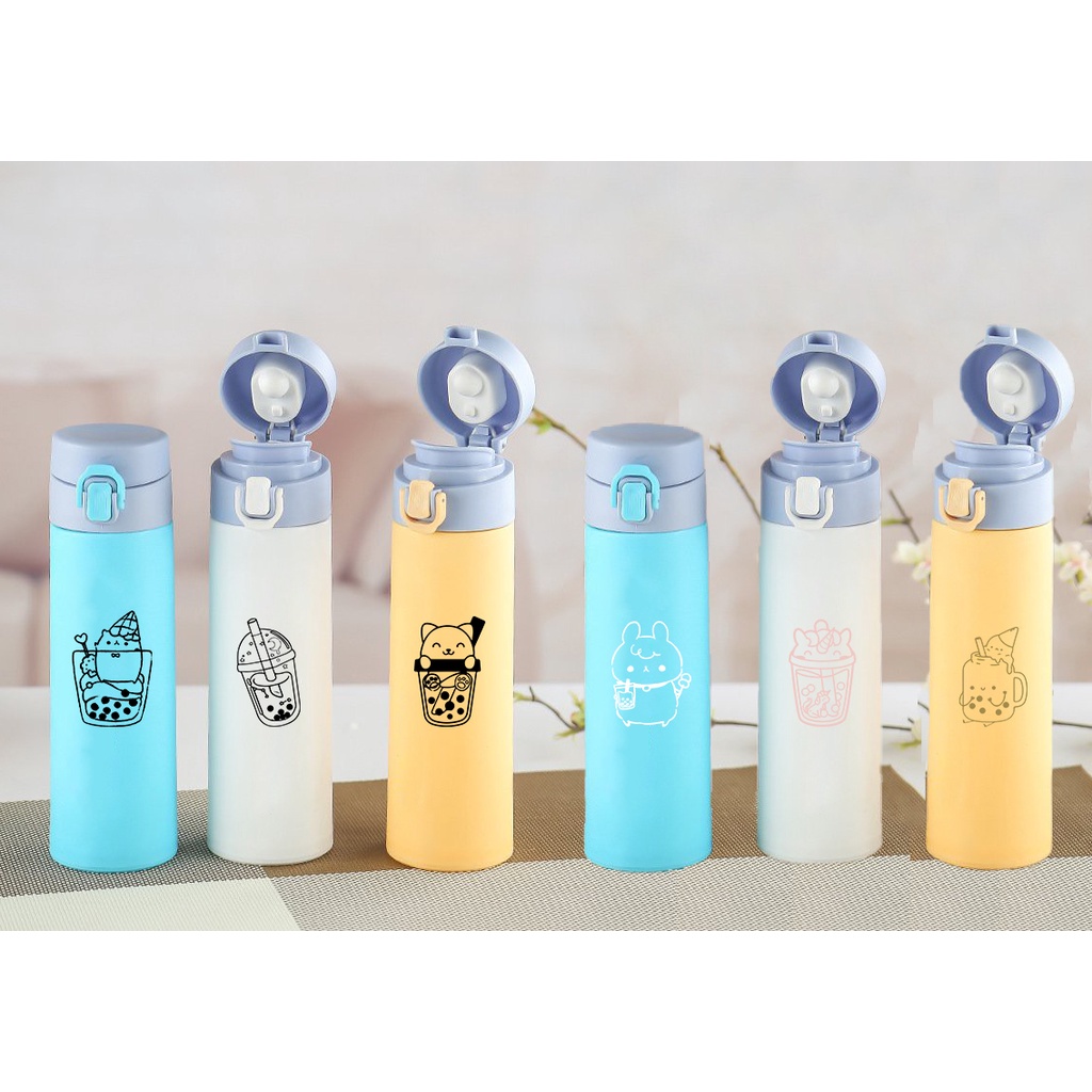 bình nước 2 lớp trà sữa B2DC24 boba tea dễ thương cute hoạt hình 400-500ml