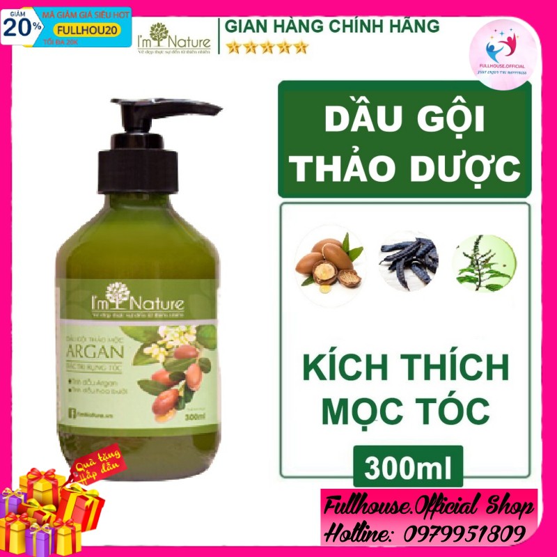 Dầu Gội Thảo Mộc Argan I'm Nature Ngăn Rụng - Mọc Tóc Suôn Dày Bóng Khỏe 300ml