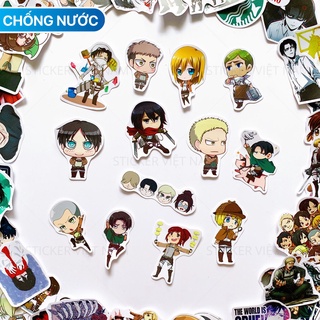 [ Attack on Titan stickers ] - Chất liệu PVC chất lượng cao chống nước - Kích thước 4-8cm