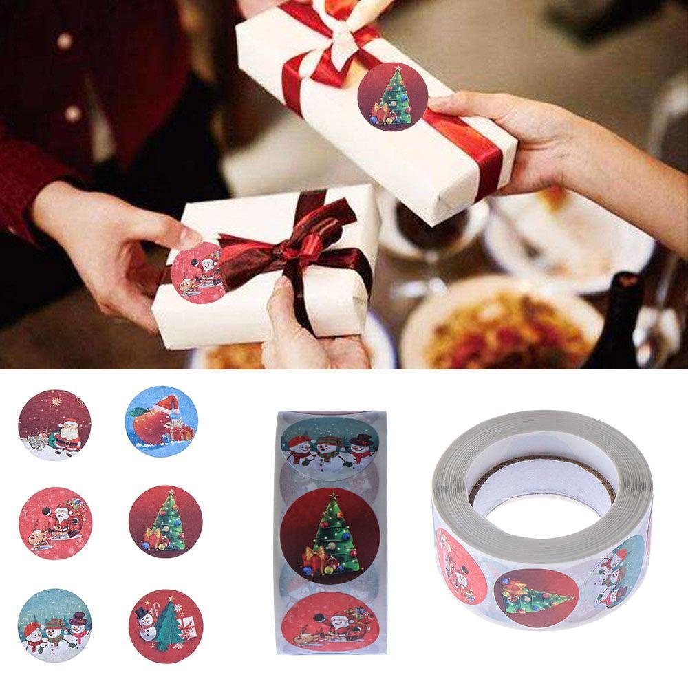 Cuộn 500 Nhãn Dán Trang Trí Túi Bánh Họa Tiết Giáng Sinh