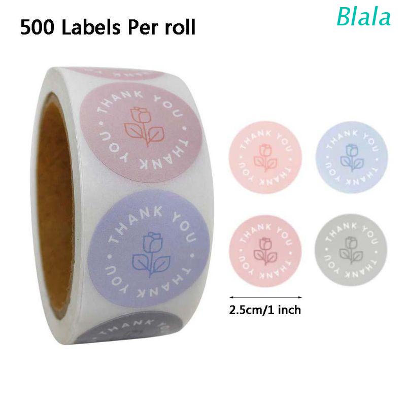 Set 500 nhãn dán trang trí thủ công hình hoa hồng và chữ Thank You 1 inch