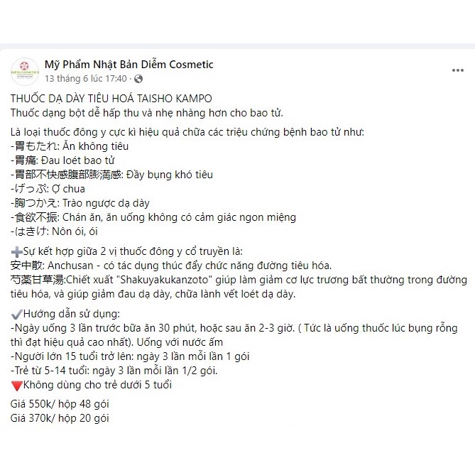 Dạ dày tiêu HóA Taisho kampo nội địa nhật