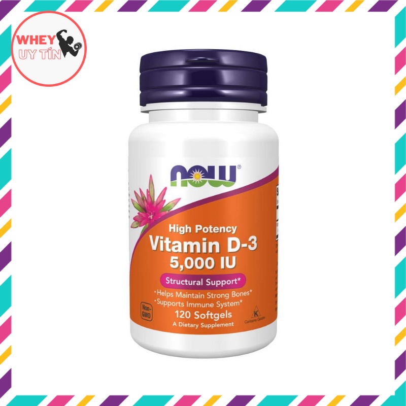 [CHÍNH HÃNG] NOW Vitamin D3 5000IU 120- 240 Viên- Hỗ trợ miễn dịch, tăng sức đề kháng