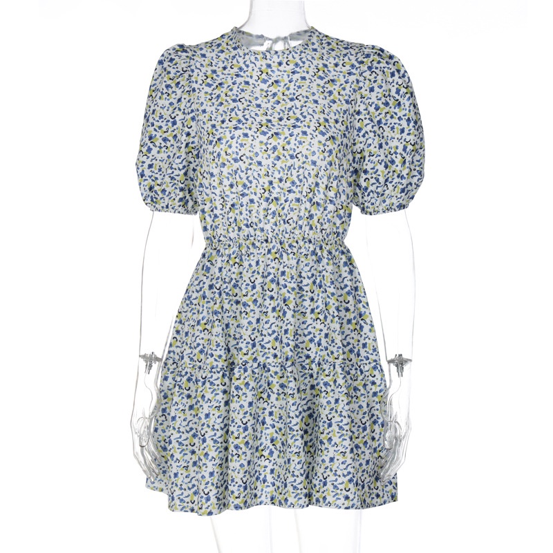 Đầm Hoa Hở Lưng Thiết Kế Xếp Ly Cột Dây Thời Trang Pháp Xinh Xắn Cho Nữ