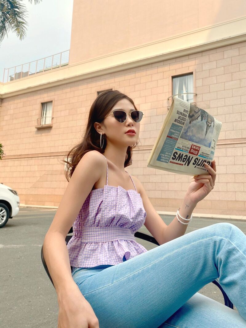 Quần jeans ống loe form dài (Nhạt) MIEU - GD25