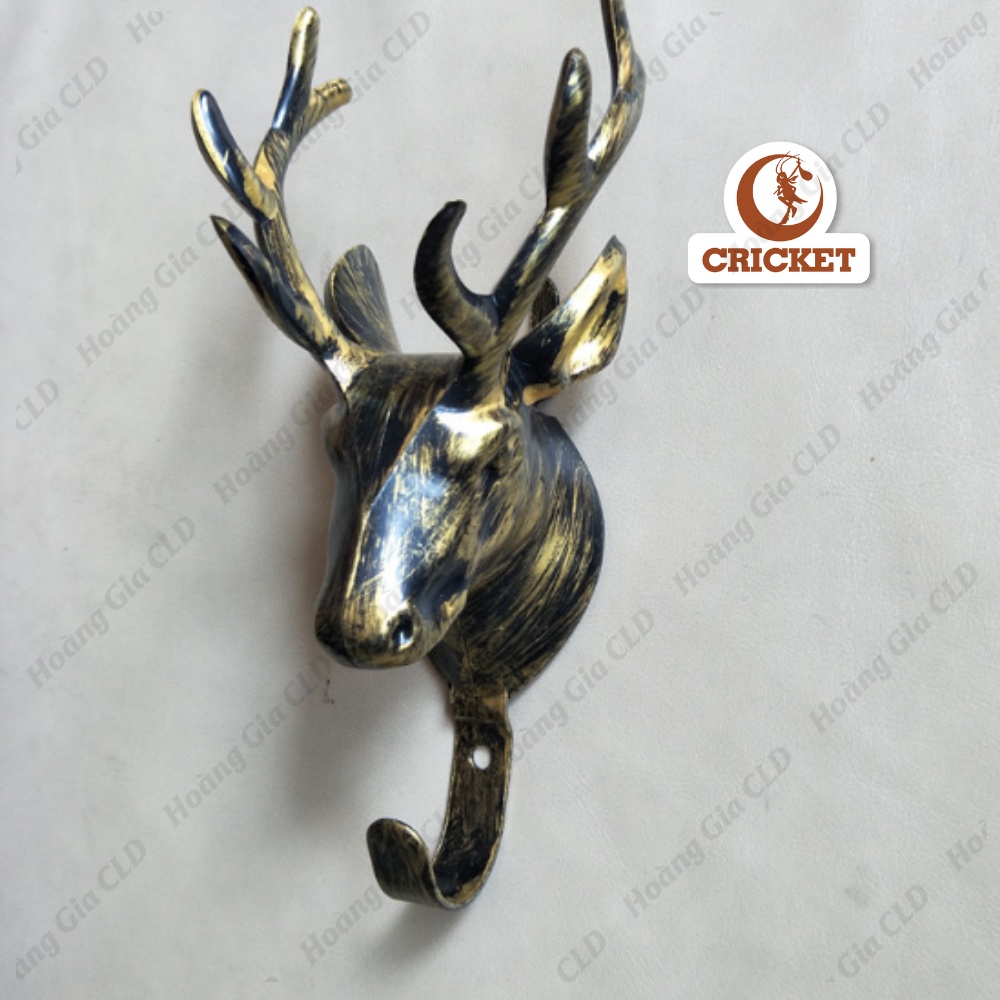 Móc hình đầu hươu có móc treo ĐEN VÀNG, móc trang trí hình đầu hươu sang trọng và lạ mắt