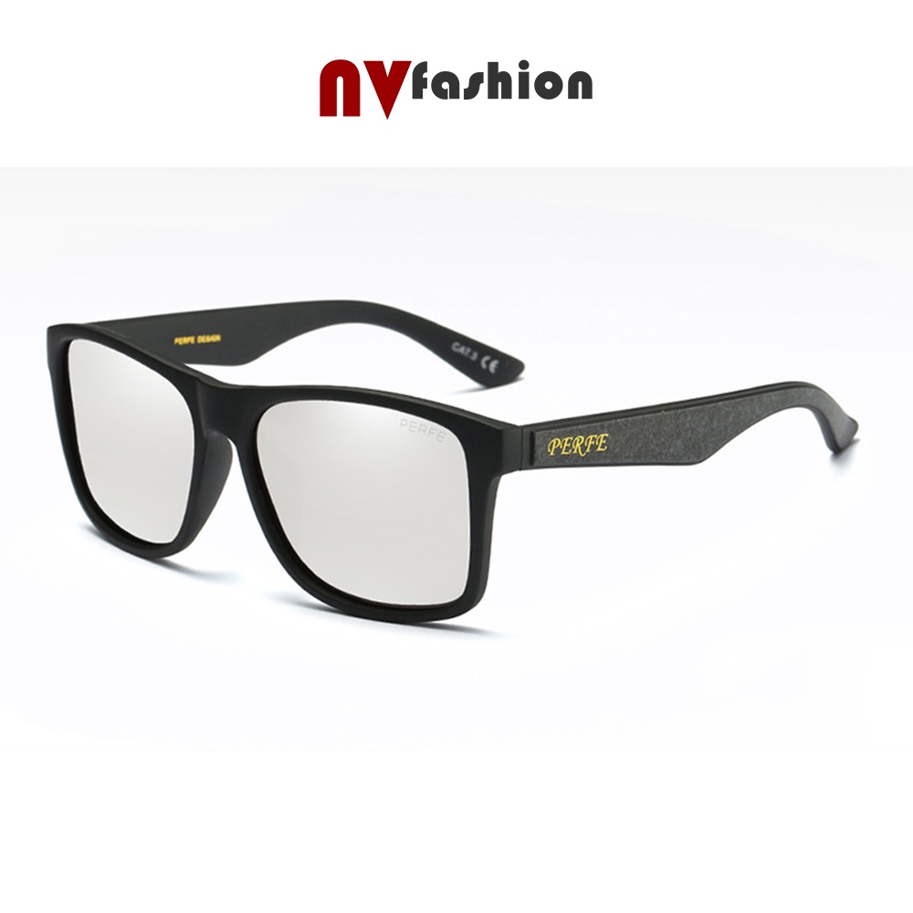 Kính mát thời trang nam nữ NVfashion PE304, gọng vuông tròng phân cực chống tia uv
