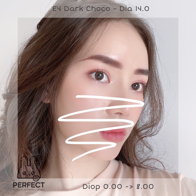 LINK 2 (Giá 1 Chiếc) 14.0 (0.00->8.00) Lens E4 Dark Choco - Kính Áp Tròng