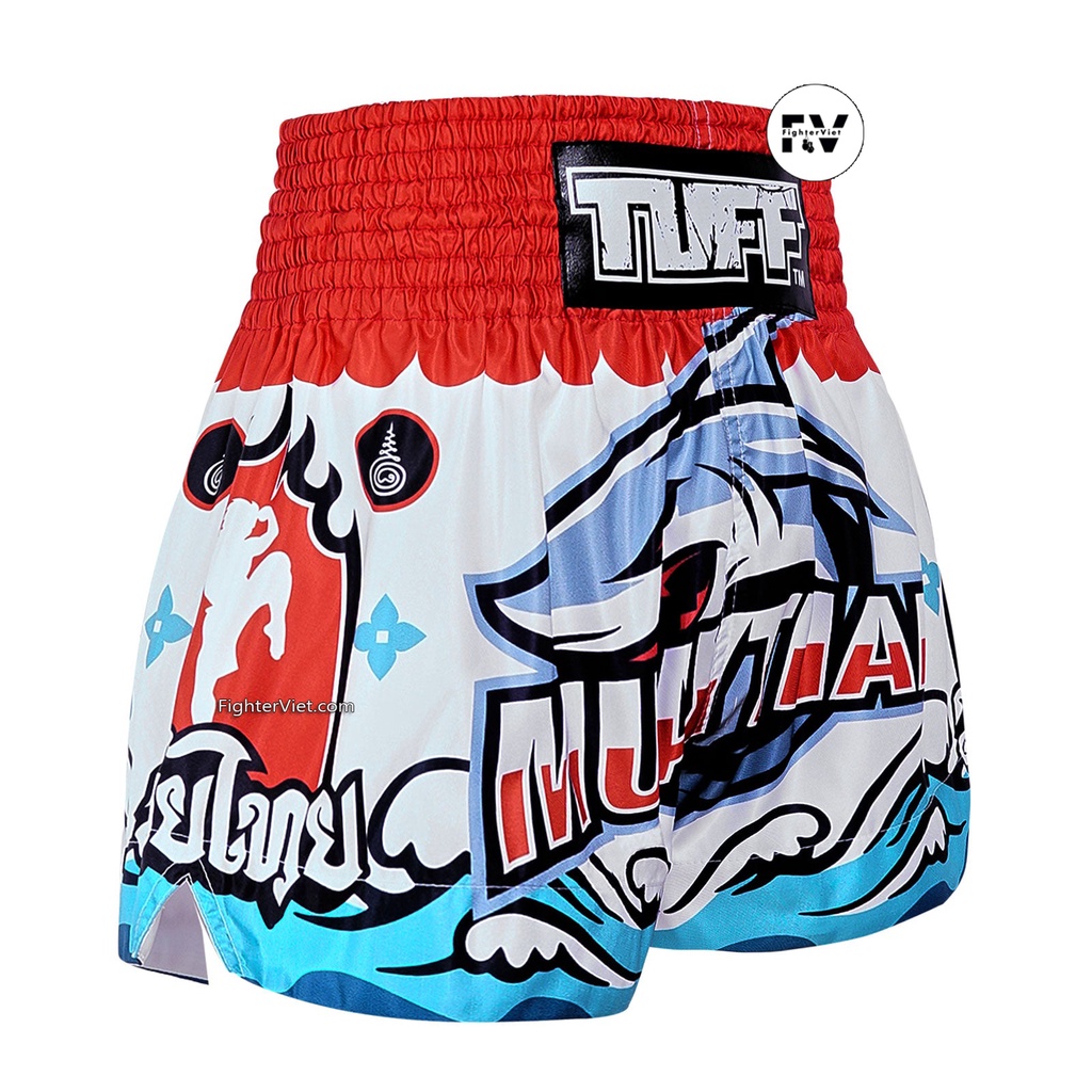 Quần TUFF Muay Thai Boxing Shorts The Fearless One - Cá Heo Trắng