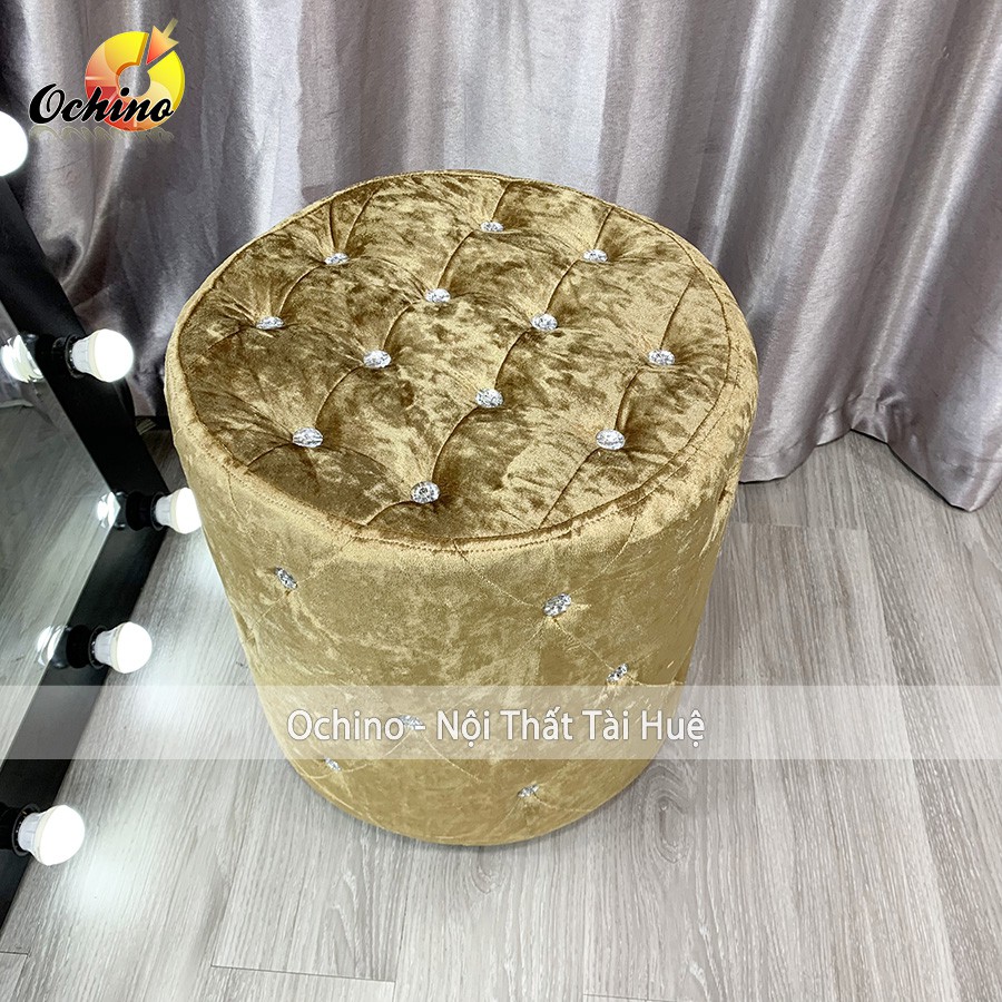 Đôn Tròn Trang điểm Đính Đá sang trọng, Đôn TRòn Sofa Cao 45cm- Đường Kính 40cm (Có SẴn)