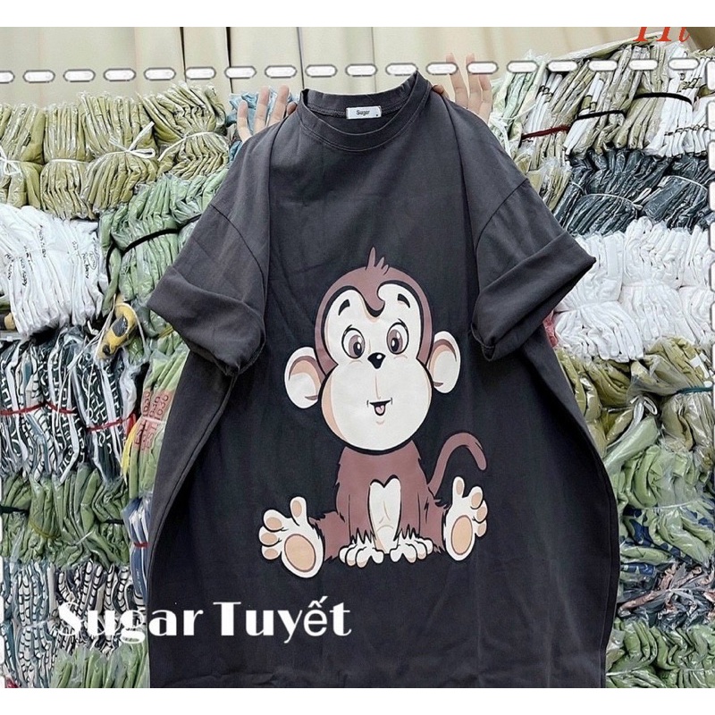 Áo thun in 5d hình khỉ chất cotton mịn