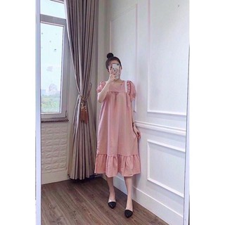 Váy Bầu 💓 FREESHIP ⚡️ Đầm Bầu Dáng Suông, Vải CHéo Thái, Freesize từ 45-75kg(ảnh thật)
