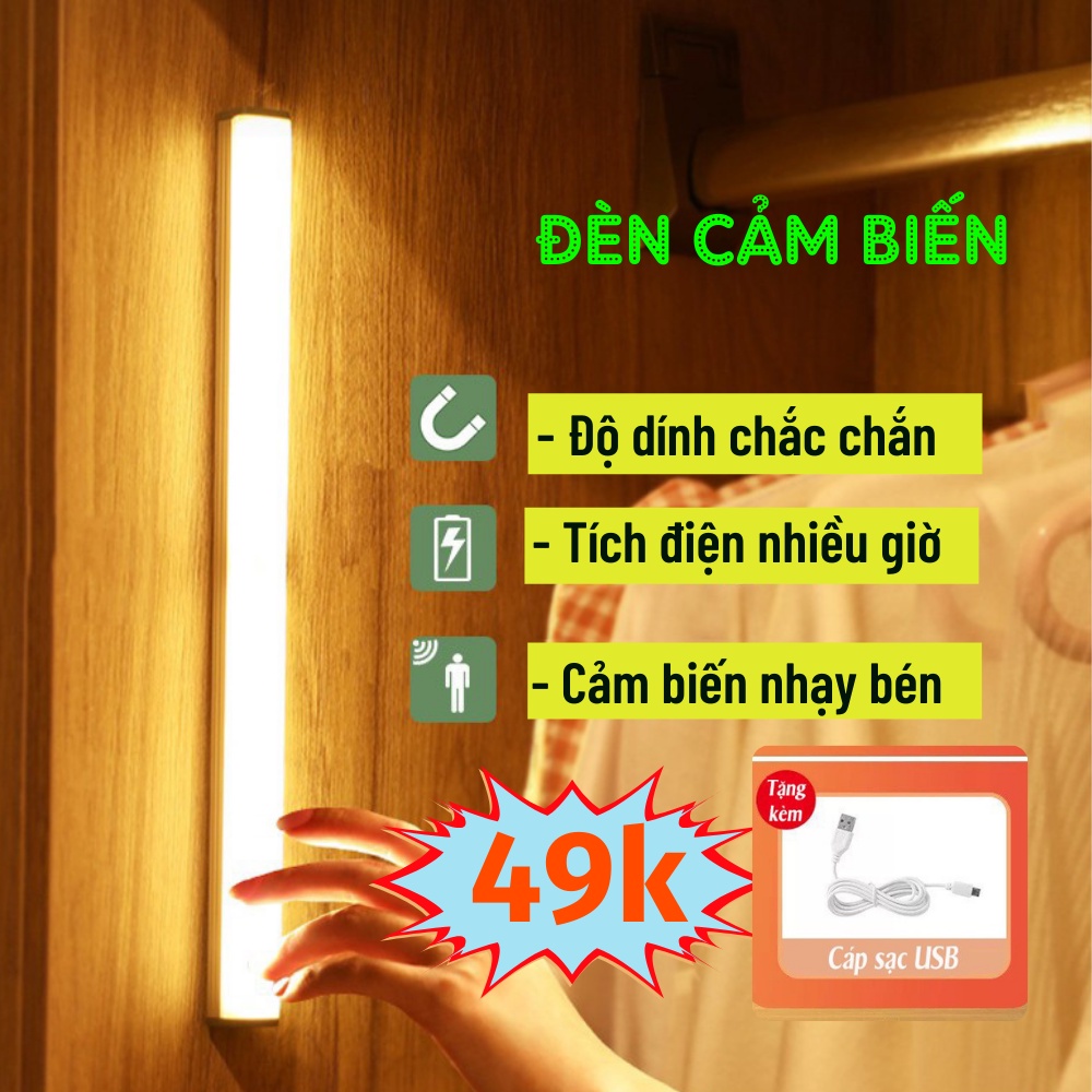 Đèn Cảm Biến, Đèn Led Cảm Ứng Chuyển Động Gắn Tủ Quần Áo, Hành Lang, Phòng Ngủ, Phòng Tắm