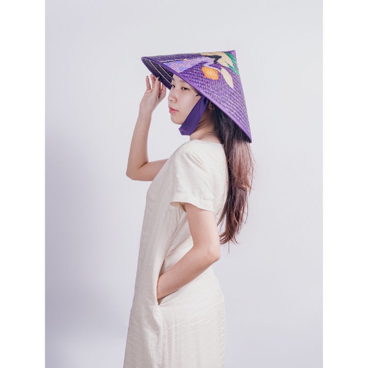 Nón cỏ bàng màu tím MARIES 16 vành đội nhẹ bền